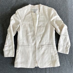 NEW: Women’s H&M Linen Collarless ¾ Sleeve Blazer (Light Beige)